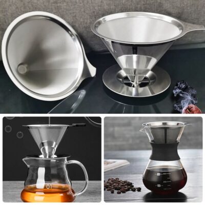 Filtres à café en acier inoxydable réutilisables à double couche Filtres à café en filet Gadgets de cuisine Panier à filtre à thé