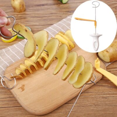 Trancheur de pommes de terre en spirale torsadé, en plastique, en acier inoxydable, outil créatif pour légumes, Gadgets de cuisine, 1 ensemble