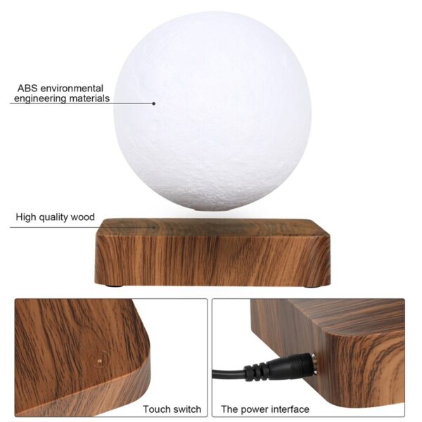 Veilleuse LED 3D Terre Lune Magnétique, Lampes de Table, Décor de Chambre, Lampe Décorative de Bureau, Cadeau de Noël – Image 3