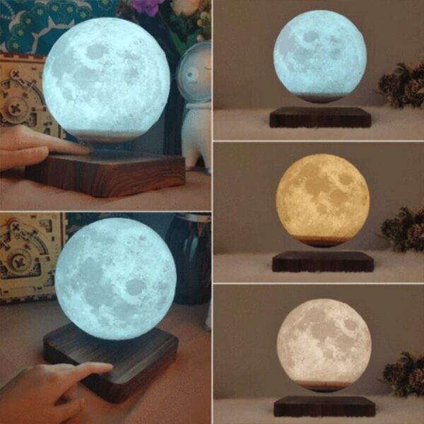 Veilleuse LED 3D Terre Lune Magnétique, Lampes de Table, Décor de Chambre, Lampe Décorative de Bureau, Cadeau de Noël – Image 6